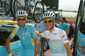 Vinceno Nibali e Fabio Aru in corsa al Giro del Trentino 2013: hanno fatto coppia anche al Mondiale 2014